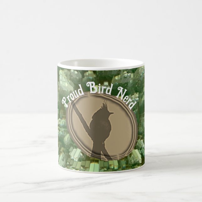 Proud Bird Nerd Silhouette Brown Green Vogelbeobac Kaffeetasse (Mittel)