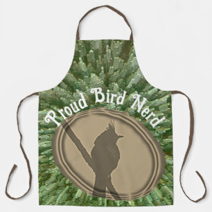 Proud Bird Nerd Silhouette Brown Green Vogelbeobac Schürze