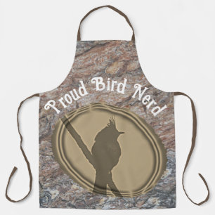 Proud Bird Nerd Silhouette Brown Wood Vogelbeobach Schürze