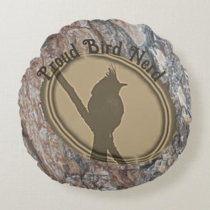 Proud Bird Nerd Silhouette Rustikaler Abstrakter V Rundes Kissen