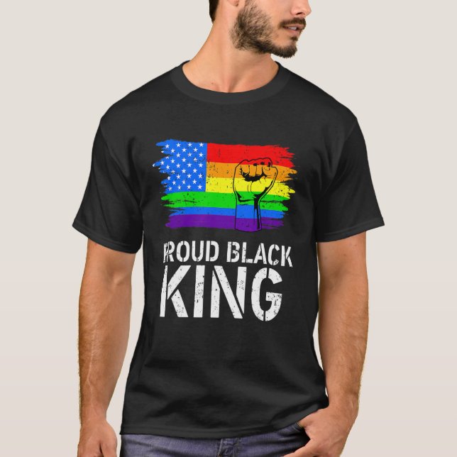 Proud Black King Vater Vathers Day Lgbt Gay Pride  T-Shirt (Vorderseite)