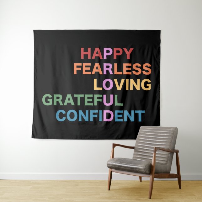 PROUD Black Large Tapestry Wandteppich (Beispiel (Horizontal))
