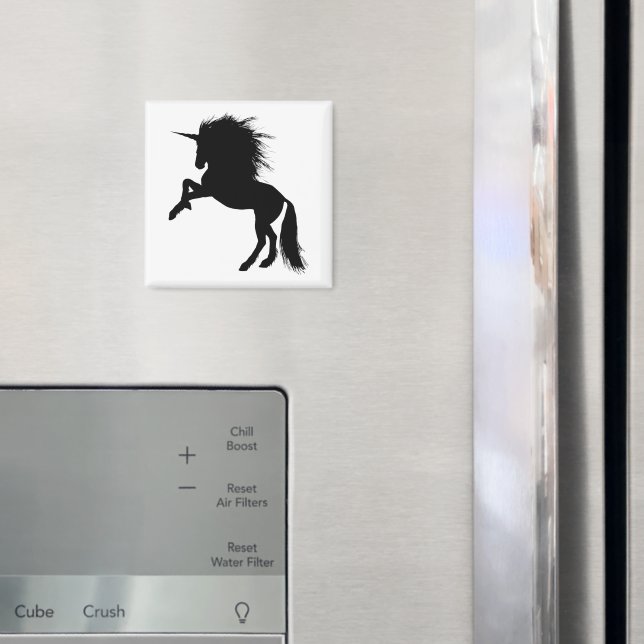 Proud Black Unicorn Silhouette Fantasy Animal, ZKA Magnet (In Situ (Kühlschrank))