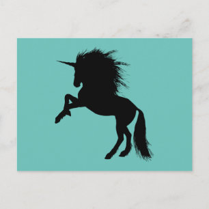 Proud Black Unicorn Silhouette Fantasy Animal, ZKA Postkarte