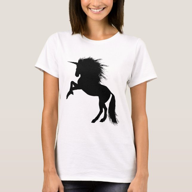 Proud Black Unicorn Silhouette Fantasy Animal, ZKA T-Shirt (Vorderseite)