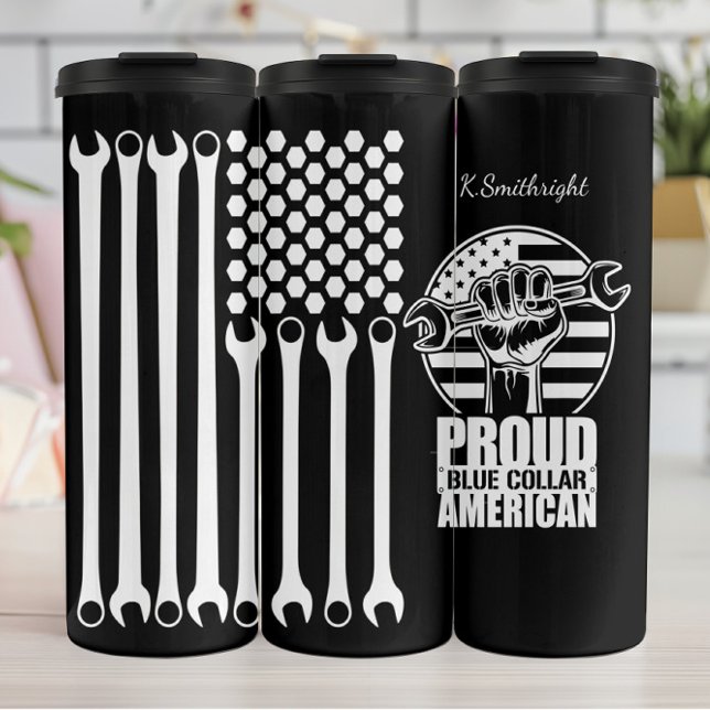 Proud Blue Collar Wrench American Thermosbecher (Von Creator hochgeladen)