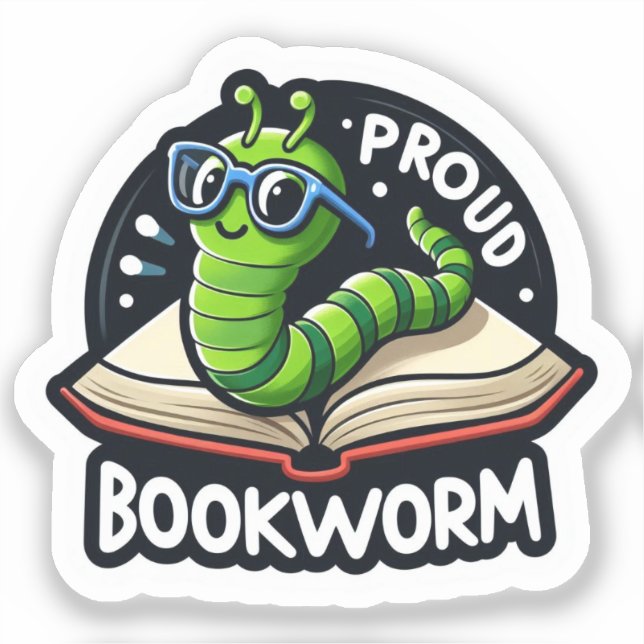 Proud Bookworm Niedlich Reading Sticker for Book L (Vorderseite)