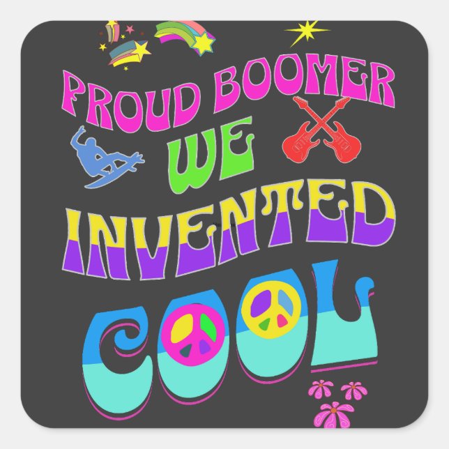 Proud Boomer 60's Vibe Quadratischer Aufkleber (Vorderseite)