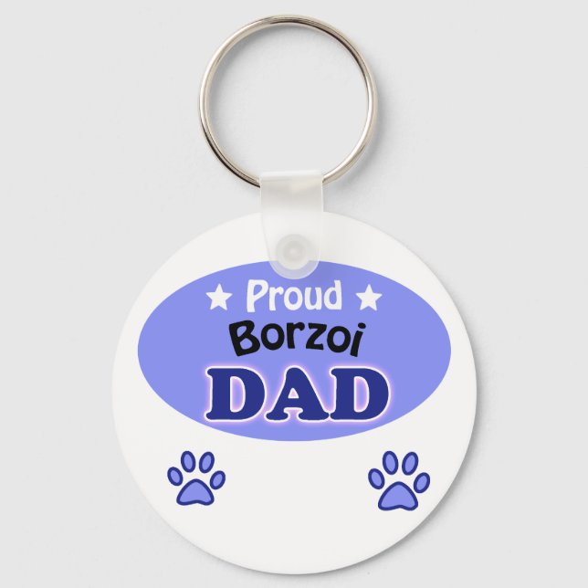 Proud Borzoi Vater Schlüsselanhänger (Vorderseite)