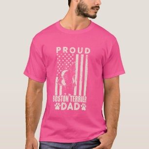 Proud Boston Terrier Dog Vater American Flag Dog L T-Shirt
