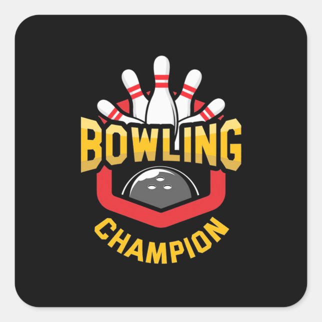 Proud Bowling Champion Quadratischer Aufkleber (Vorderseite)