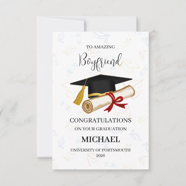 Proud Boyfriend Graduation Personalized Karte (Vorderseite)