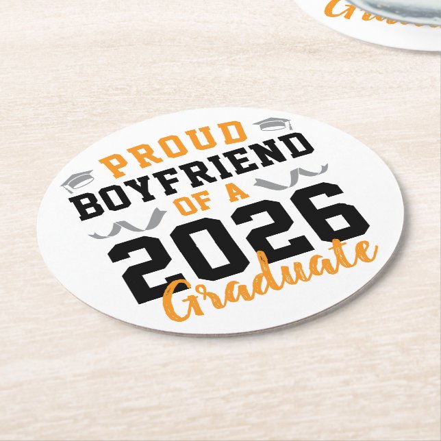 Proud Boyfriend of A 2026 Graduation Party Custom Runder Pappuntersetzer (Angewinkelt)