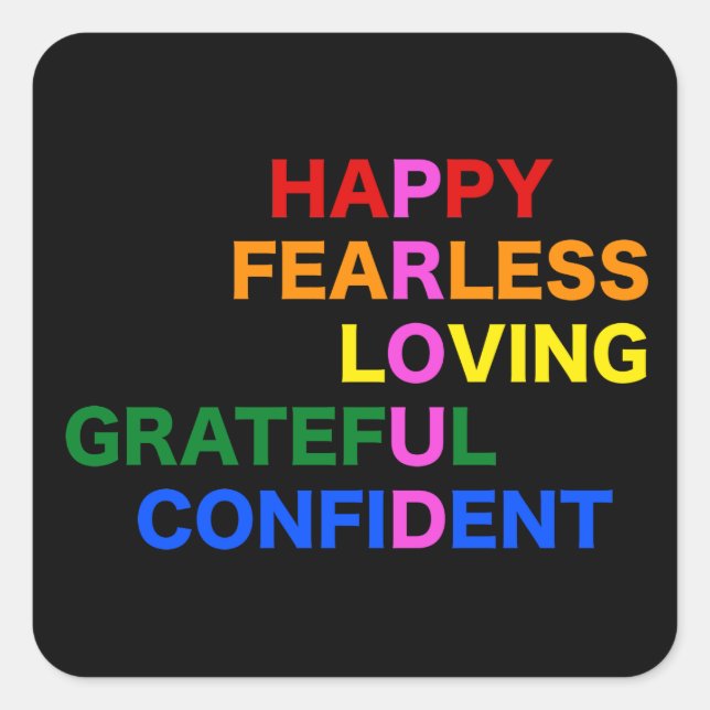 PROUD Bright Black Quadratischer Aufkleber (Vorderseite)