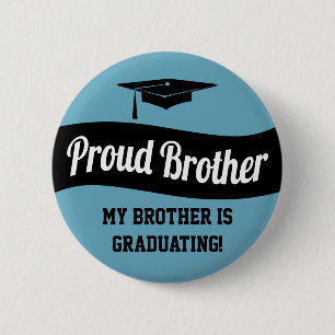 Proud Brother - Abschluss Button Black Blue White