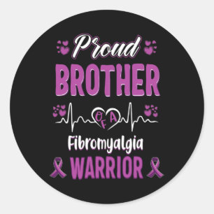 Proud Brother Fibromyalgie Kriegererkennungsribbo Runder Aufkleber