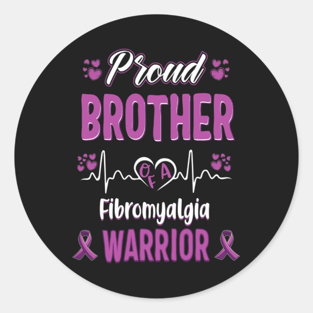 Proud Brother Fibromyalgie Kriegererkennungsribbo Runder Aufkleber (Vorderseite)