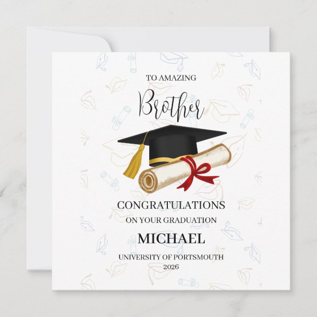 Proud Brother Graduation Personalized Karte (Vorderseite)