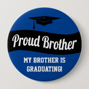 Proud Brother - Schwarz-weiß Blue Abschluss Butto Button