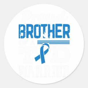 Proud Bruder eines T1d Krieger Diabetes Bewusstsei Runder Aufkleber