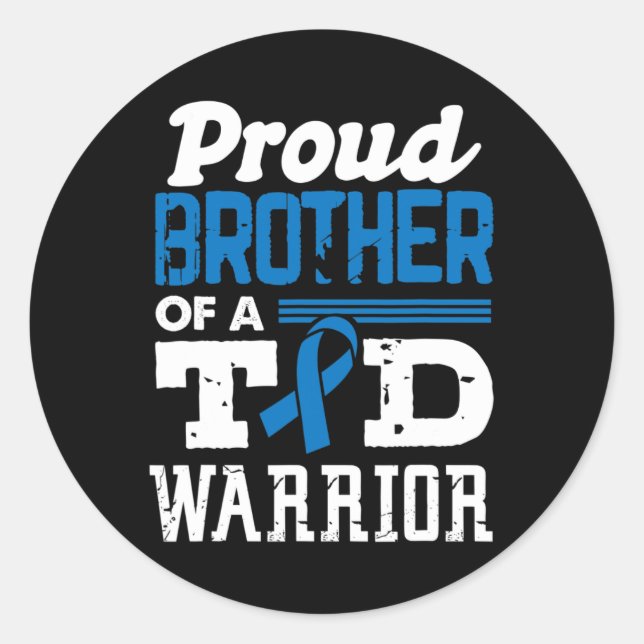 Proud Bruder eines T1D Krieger Diabetes Bewusstsei Runder Aufkleber (Vorderseite)