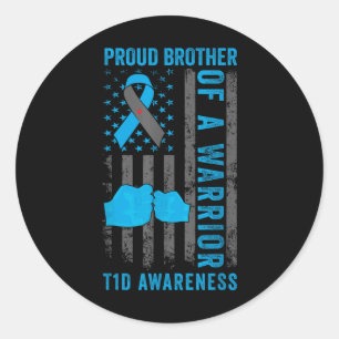 Proud Bruder eines T1d Kriegers Typ 1 Diabetes Awa Runder Aufkleber