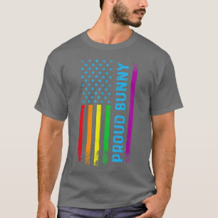 Proud Bunny LGBT LGBTQ Rainbow Flag Proud Grandma T-Shirt