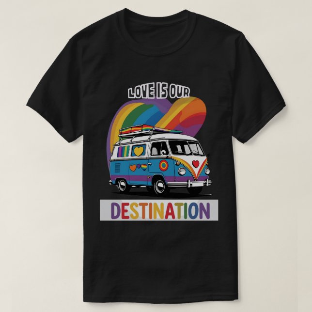 Proud Camper - Rainbow RV Pride T - Shirt (Design vorne)
