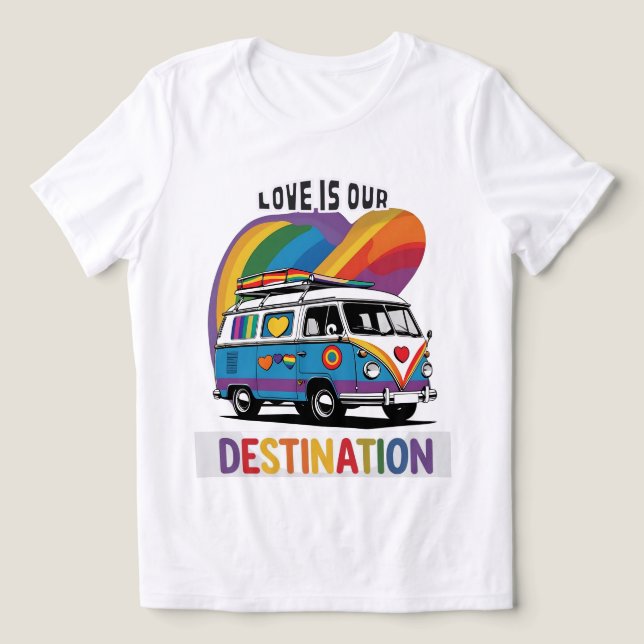 Proud Camper - Rainbow RV Pride T - Shirt (Design Vorderseite)