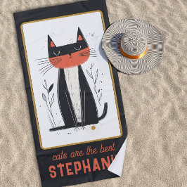 Proud Cat Illustration Personalisiert Strandtuch