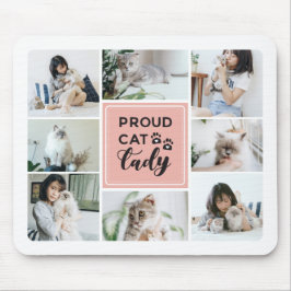 Proud Cat Lady Blush Pink FotoCollage Mousepad