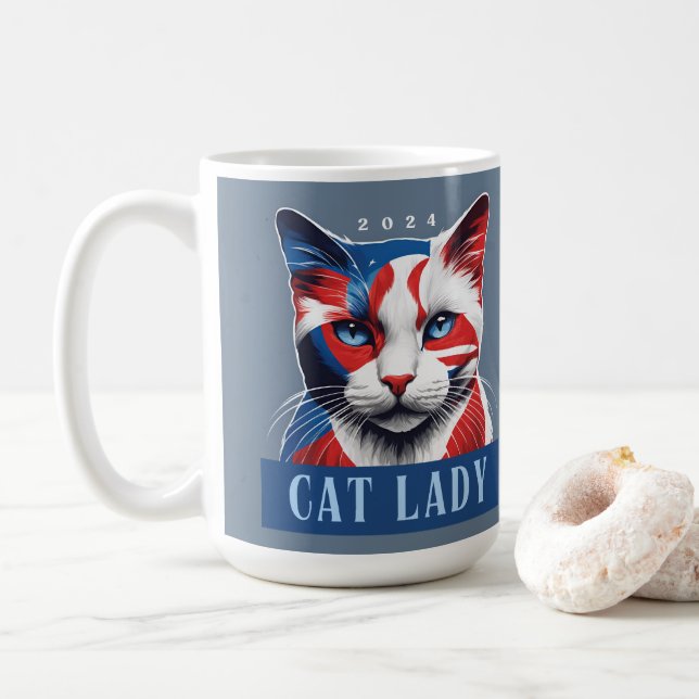 Proud Cat Lady Democrat 2024 US-Wahl Kaffeetasse (Mit Donut)
