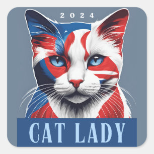 Proud Cat Lady Democrat 2024 US-Wahl Quadratischer Aufkleber