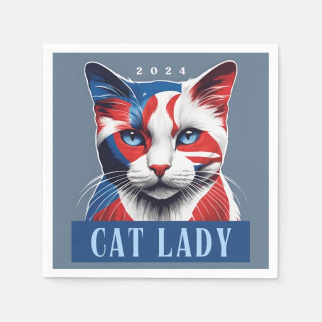 Proud Cat Lady Democrat 2024 US-Wahl Serviette (Vorderseite)