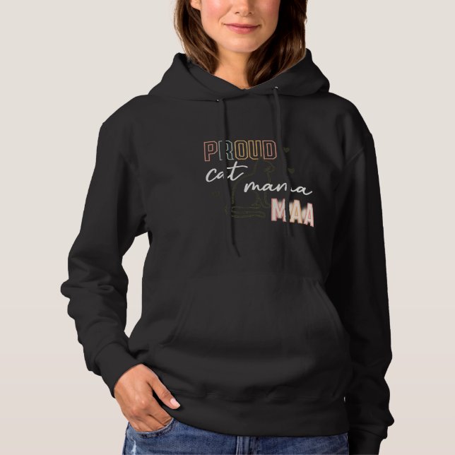 Proud Cat Mama Retro Line Art Cat Mom Design Hoodie (Vorderseite)