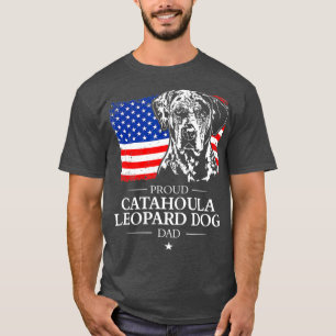 Proud Catahoula Leopard Dog Vater American Flag T-Shirt