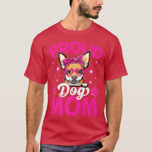 Proud Chihuahua Dog Mama Messy Bun Mütter Tag T-Shirt