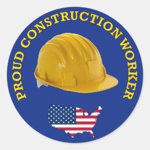 Proud Construction Worker Hardhat Runder Aufkleber