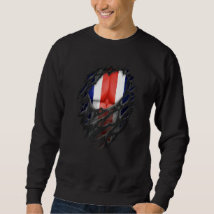 Proud Costa Rican Roots Torn Ripped Costa Rica Fla Sweatshirt
