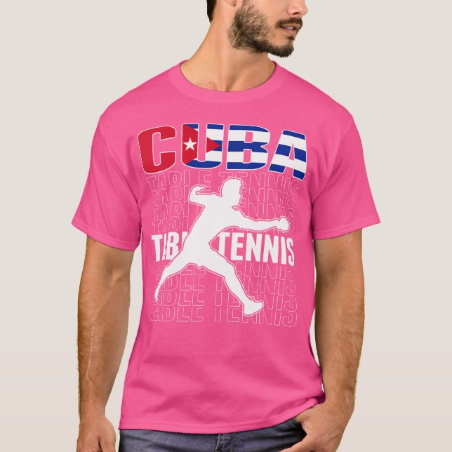 Proud Cuba Table Tennis Fans Jersey kubanisches Bu T-Shirt (Vorderseite)
