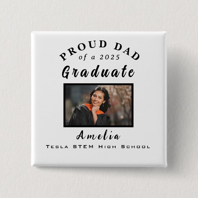 Proud Dad Graduation 2025 Custom Photo Gift  Button (Vorderseite)