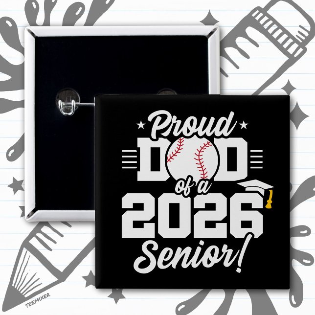 Proud Dad of a 2026 Senior Baseball Graduation Button (Von Creator hochgeladen)