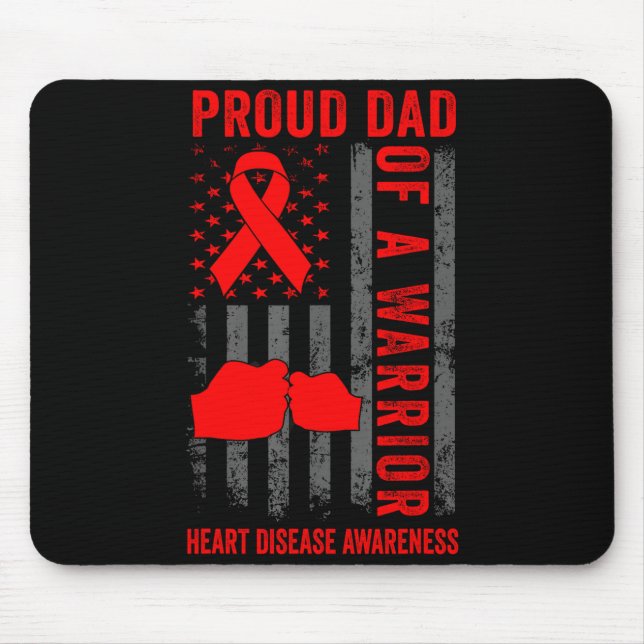 Proud Dad Of A Heart Warrior American Flag Heart D Mousepad (Vorne)
