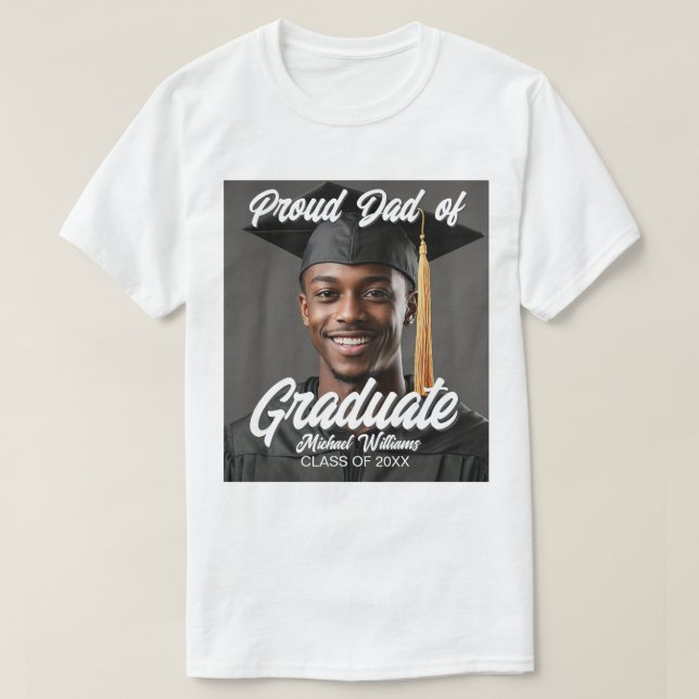 Proud Dad of Graduate Photo Name Year Graduation T-Shirt (Design vorne)