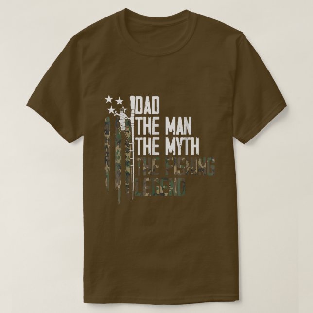 Proud Dada Vater Fishing Legend Camouflage Ameri T-Shirt (Design vorne)