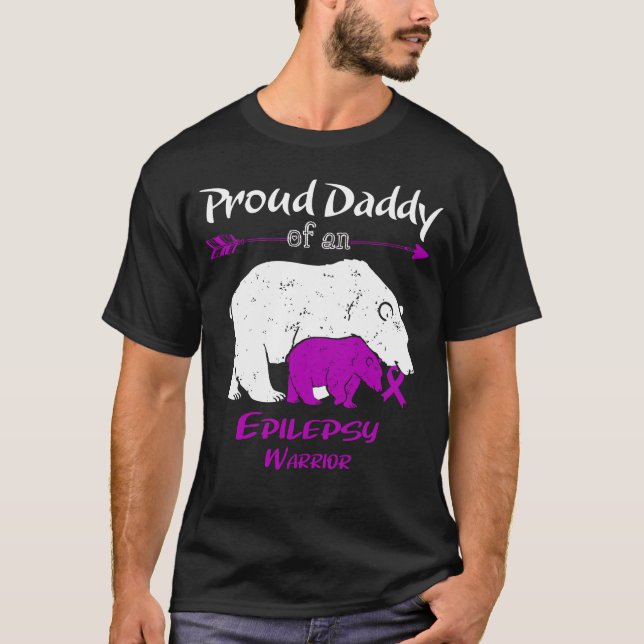 Proud Daddy Bear Epilepsy Bewusstsein T-Shirt (Vorderseite)