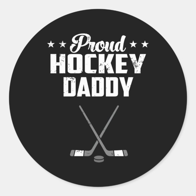 Proud Daddy Hockey Hockey Fathy Day Runder Aufkleber (Vorderseite)