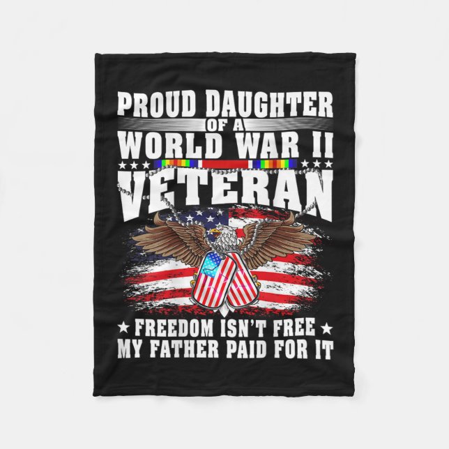 Proud Daughter Of World War 2 Veteran Military Vet Fleecedecke (Vorderseite)