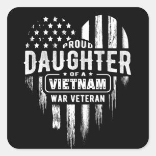 Proud Daughter Vietnam Vet Vater Quadratischer Aufkleber