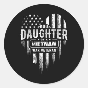 Proud Daughter Vietnam Vet Vater Veterans Day Amer Runder Aufkleber